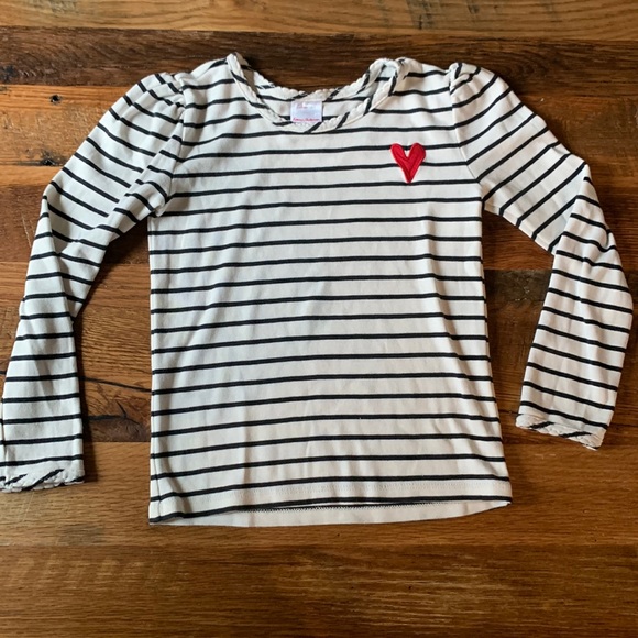 Hanna Andersson Other - Hanna Anderson black and white stripe tee with red heart ❤️